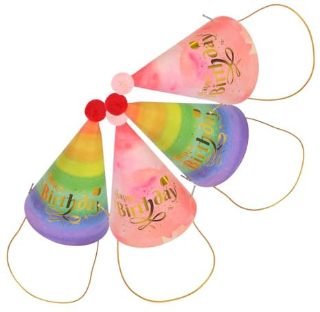 TOPPERFUN 4pezzi Cappello Cono Per Compleanno in Cappelli Da Festa Per Compleanno Cappelli Per Feste Compleanno Cappello Per Festa Copricapo Per Berretto Per
