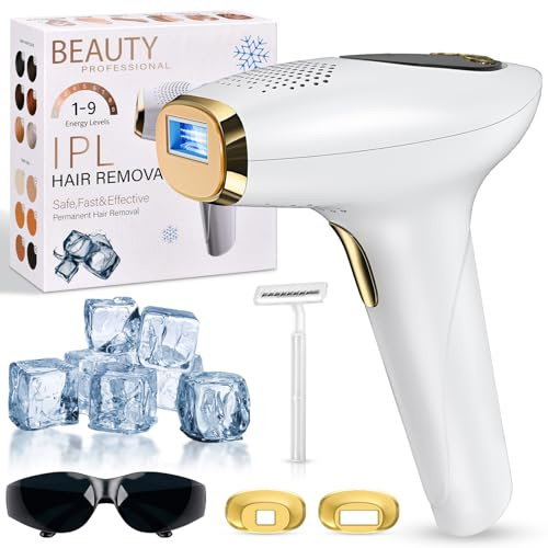 NIKYJM Depilación de Luz Pulsada con Refrigeración, 3 en 1 HR/RA/SC, 9 Nivel de Energía, Sin Dolor Depiladora Láser IPL para Mujeres, Hombres, Rostro, Bikini, Cuerpo