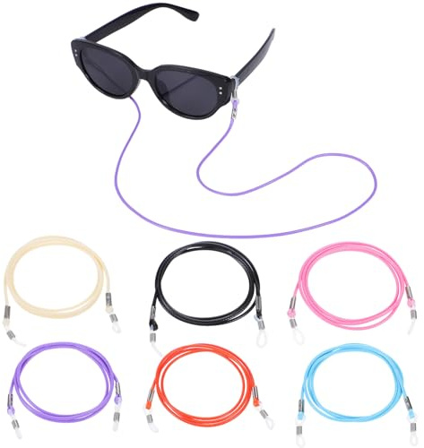 Yuomeaz 6Pcs Glasses String, Leather Glasses Cord, Unisex Eyeglass Chains for Women, Multicolor Eyewear Strings Retainer for Men