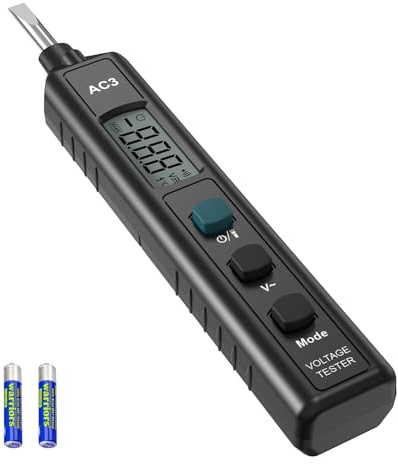 HANMATEK Probador de Voltaje Sin Contacto, Detector de Voltaje AC 4 en 1 con Pantalla LCD, NCV, Prueba de Continuidad y Polaridad de Batería, 12-300V, Linterna- AC3
