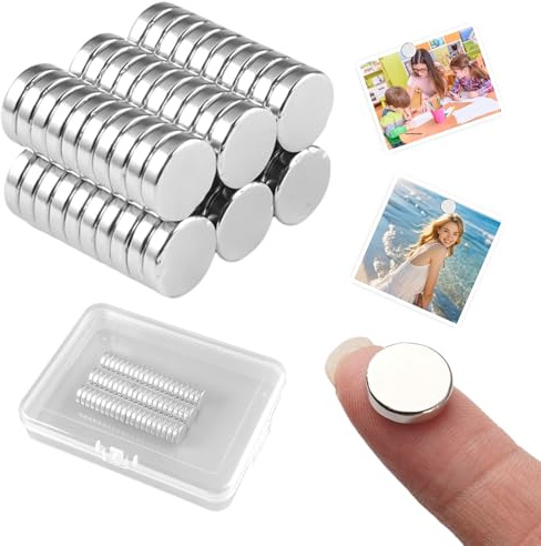 60 Pezzi Magneti Al Neodimio Extra Forti, 12 x 3 mm Mini Calamite Piccole Rotonde, Mini Magneti per Lavagna Bianca, Forte Magnete al Neodimio Multiuso Magnete Piccole per Casa Cucina Ufficio Scuola