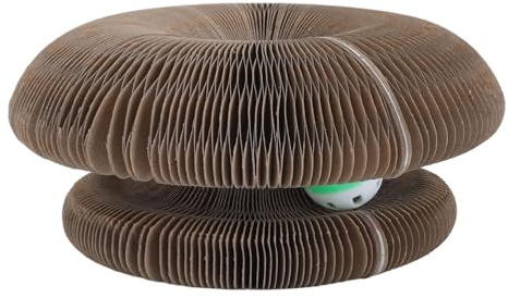 Syrisora Tablero Rascador con Garra para Moler Gatos, Juguete Rascador Plegable de Papel Corrugado con Campana Redonda para Gatos, Juguete Interactivo para para Rascar y Dormir