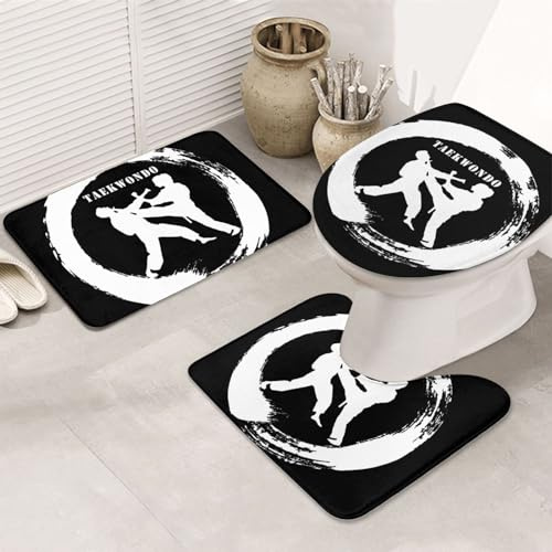 Juego De 3 Alfombrillas De Baño Taekwondo Alfombra De Contorno Antideslizantes Cómoda Alfombras De Cama, para Bathroom, Cocina, Dormitorio