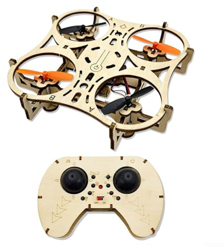 Kit de madera, cuadricóptero RC DIY con luces LED, acrobacias de 360°, 3 velocidades, fácil control para principiantes