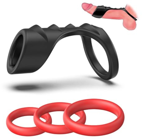 4-Pack Mjuka Träningsringar (1 Drak + 3 Röda Tunna Ringar) | Silikon träningsring stretchbar, flexibel, vattentålig, slät och mjuk