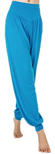 MEISHINE® Pantaloni da donna alla moda, elasticizzati, ideali per lo sport, lo yoga, la danza, il jogging e la danza azzurro S