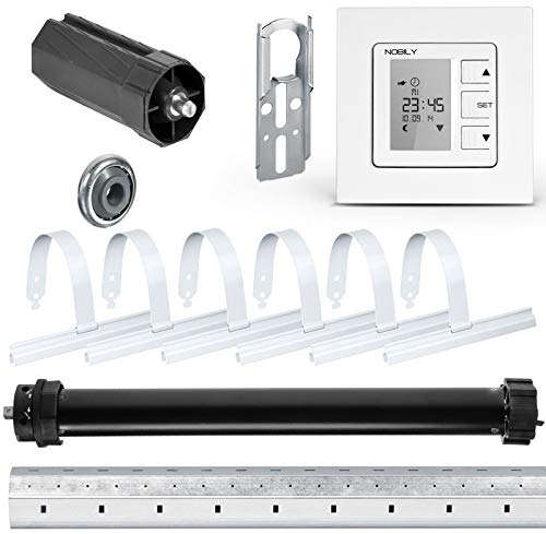 NOBILY Rolladen-Komplett-Set für 60mm (SW60) Achtkantwelle Maxi-Rolladenmotor 10Nm + ZS1 Rolladen Zeitschaltuhr + Mechanik-Set, Gesamtlänge bis 1,50 Meter