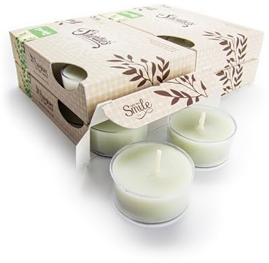 Eucalyptus Leaf Premium Tealight Candles Bulk Pack - Highly Scented with Essential & Natural Oils - 24 Green Tea Lights - Beautiful Candlelight - Made in the USA - Fresh & Clean Collection