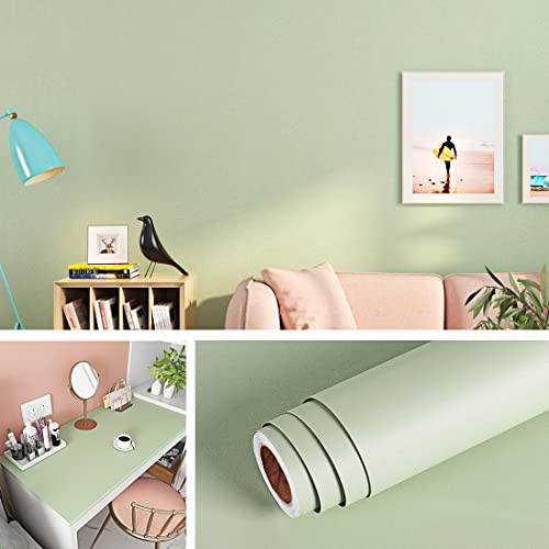 Livelynine Papier Adhesif pour Meuble Cuisine Vert Mat Papier Peint Adhesif Mural Chambre Enfant Salon Rouleau Adhesif Decoratif Cuisine Placards Film Adhesif pour Meuble Table Tiroir Armoire 40CMx2M