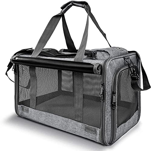 GAPZER Pet Carrier for Large Cats, Soft-Sided Cat Carrier for Medium Big Cats and Puppy up to 20lbs, Washable Dog Carrier Privacy Protection for Home Outdoor Travel