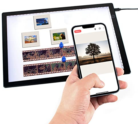 Slide Viewer Lichtbox zum Scannen Alter Dia Negatives Filmscannen, A4 Ultradünner Lichtkastenscanner mit 3 Einstellbarer Helligkeit, USB-betrieben