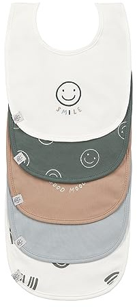 LÄSSIG Bébé Bibs Ensemble (5 pcs) Fermeture autoagrippante Coton imperméable/Value Pack Bib Tiny Smile
