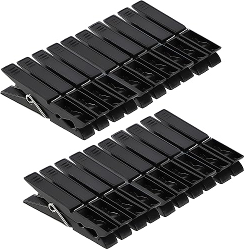 KADAX Mollette da bucato, mollette in plastica resistente, mollette colorate per calzini resistenti al vento, per interni ed esterni (20 pezzi/nero v2)