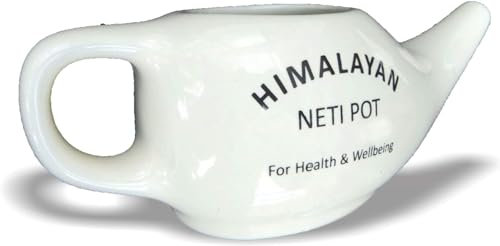 Ceramic Neti Pot and Himalayan Neti Himaliyan Salt, Neti Pot Sinus Rinse for Nasal Flushing Detoxing Cleanser Sinus Relief Nasal Rinse Sinus Rinse Saline Solution Salt Pot