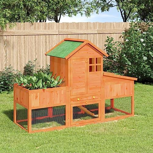 TANZEM Kaninchenstall Braun 170x63x113 cm Massivholz Kiefer Hasenstall, Hasenkäfig, Doppelhausninchenställe,Tierhaus, Kleintierstall, Kaninchenhaus, Haustierstall, Kaninchen Häuser - 172292