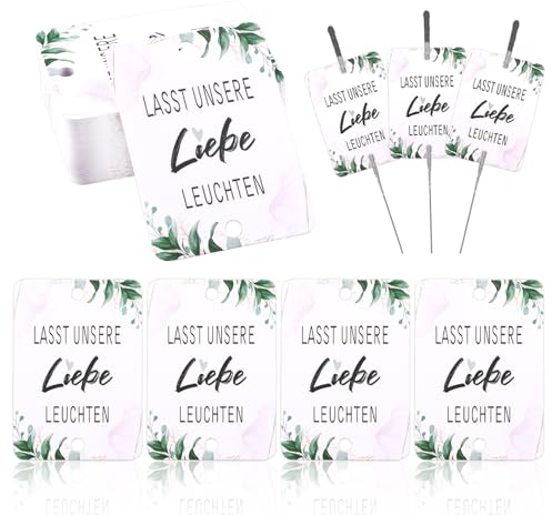 Etiketten für Wunderkerzen 60 Stück, Svalor Wunderkerzen Hochzeit Halter I Hochzeitsdeko Halter Schilder I Knicklichter Hochzeit Schilder