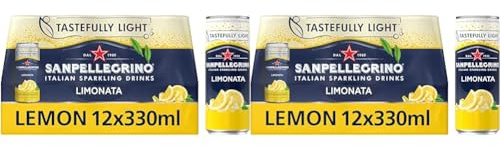 San Pellegrino Italian Sparkling Drinks Tastefully Light Sparkling Lemon Canned Soft Drink 12 x 330ml | 73k Cals per Can (Pack of 2)