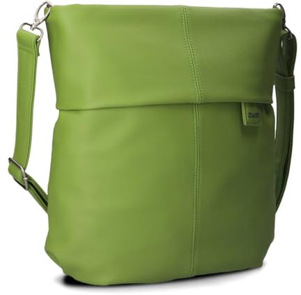 Zwei Damen Handtasche Mademoiselle.M M12 Umhängetasche 7 Liter Crossbody Bag, Schultertasche in DIN-A4-Größe, Schlüsselring, Geheimfach, inkl. extra kurzen abnehmbaren Schultergurt (kiwi)