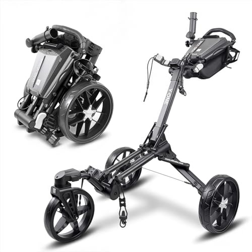 YMDXONE Chariot de golf pliable à 3 roues, taille compacte, noir