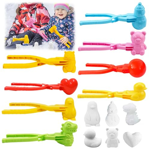 8 stampi per palla di neve, pinza per palla di neve, per bambini, ragazzi, ragazze, estate, inverno