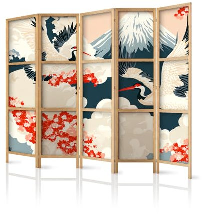 framed concept - Biombo divisor de madera, 225 x 172 cm, 5 piezas, unilateral, estilo oriental