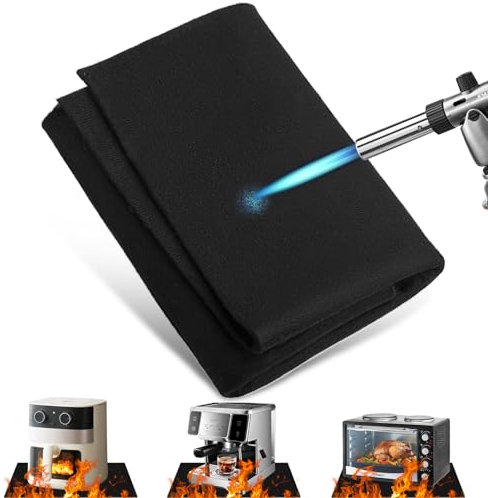 Tapis Anti Feu 50 * 50cm 5mm D'Épaisseur Tapis Cheminée Anti Feu avec Sac de Rangement Résistant à des Températures Allant jusqu'à 1000°C Adapté pour Les Grills Le Camping la Soudure et Les Cheminées