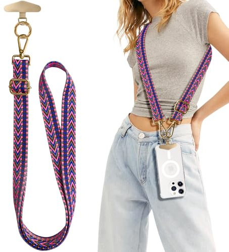 UnnFiko Handykette Universal zum Umhängen mit 1 Stück Universelles Metals Patch,Einstellbar und Abnehmbar Handyband mit jeder Handyhülle（Telefonhülle Nicht enthalten）