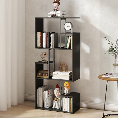 Manora Black 3 Tier Slim Freestanding Bookcase Room Divider Display Shelf