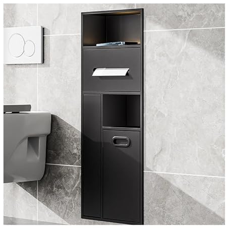 Mensola da Bagno Impermeabile in Acciaio Inox da Incasso per nicchia Doccia, scaffale da Parete per Cestino, (Nicchia Doccia e Organizer in Acciaio Inox, scaffale Nero per Articoli da toele