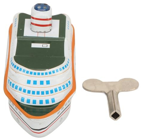 EMUKOEP Cruise Ship Tin Wind Up Toy, Vintage Retro Boat, Mechanical Tin Toy for Home Decor, Collectible and Functional, Ideal for Nostalgic Display