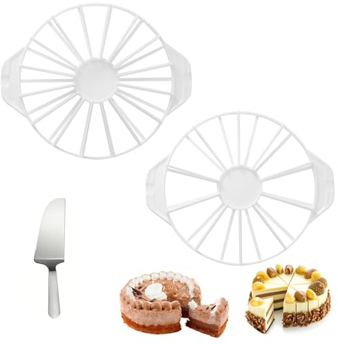 2 Piezas Cortador de Tartas, Marcador de Porciones de Pastel Redondo de 10/12/14/16, Divisor de Pasteles, Accesorios de Cocina para Hogar, Cafetería, Restaurante, Fiestas y Bodas