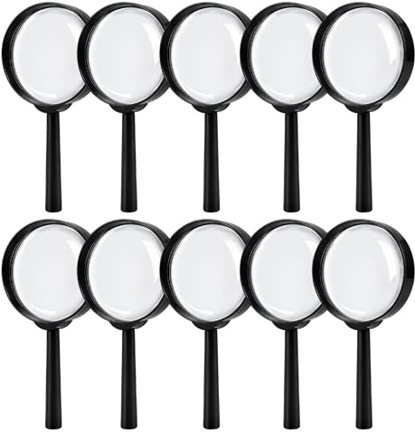 Mini Magnifying Glass, 10 Pcs 5x Magnifying Glasses for Reading Small Print and Scientific Observation, Portable Vision Aid Magnifying Glasses for Stamp Collection and Map Viewing