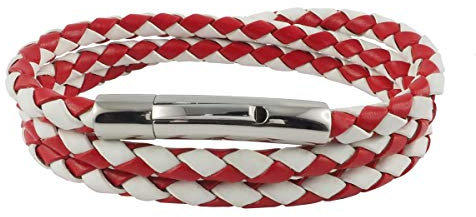 King Design Läderkedja läderband läderarmband 4 mm herrhalsband 17–100 cm lång med hävstångsspänne silver flätad, Läder