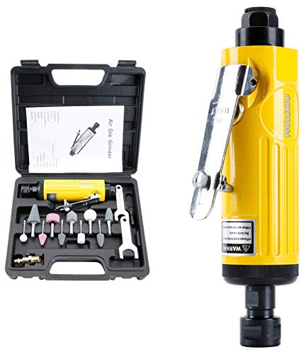 Air Die Grinder with 1/4(6MM) and 1/8(3MM) Collets, Pneumatic Die Grinder Kit, 22000 RPM