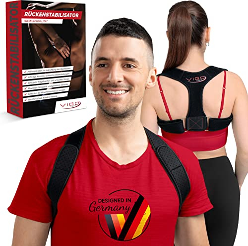 VIGO SPORTS® *NEU* I Rücken Geradehalter für eine effiziente Haltungskorrektur I größenverstellbare Rückenstütze für Damen & Herren I Premium Schultergurt für selbstbewusstes Auftreten (L-XL)