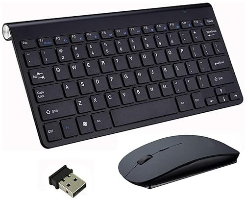HULA Juego de Teclado y Mouse Inalámbricos, Teclado y Ratón 2.4G Combinación de Mini Teclado y Ratón USB Disposición del Reino Unido (Negro)