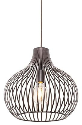 Qazqa - Moderne Hängelampe I Pendellampe I Pendelleuchte braun 38 cm - Sapphira I Wohnzimmer I Schlafzimmer - Aluminium Rund - LED geeignet E27