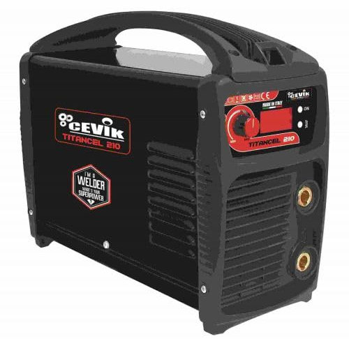 CEVIK PRO CE-TITANCEL210 - Soldador Inverter MMA con Máscara de Soldadura y Portaelectrodo - 200A 40% 230V - Electrodos hasta 5mm - Display Digital - IGBT - Conectable a Generador