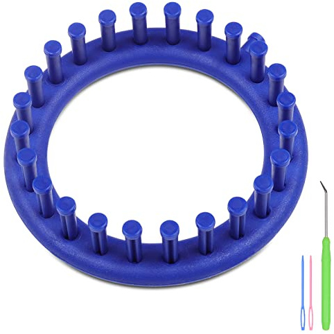 Aeelike Round Knitting Looms Set - Loom Knitting Set Includes Circle Knitting Loom, Hook and Plastic Needle - 24 Peg Sock Knitting Loom - Simple Craft Knitting DIY Kit for Beginners