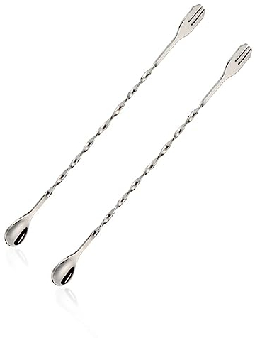 KQNM 2 Pezzi 26cm Cucchiaio Cocktail,Bar Spoon,Cucchiaio da Cocktail in Acciaio Inossidabile, Spiral Mix Spoon per miscelare e laminare Le Bevande