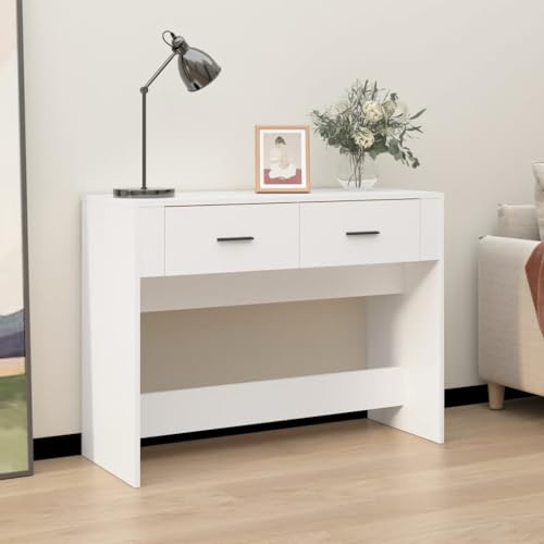 ZEYUAN Mesa Consola, Mesa Auxiliar Cocina, Mesa Cocina, Mueble De Cocina, Mesa Estrecha Cocina, Muebles Salon, de Madera contrachapada Blanco 100x39x75 cm
