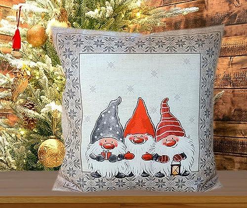 KAMACA Kissenbezug Kissenhülle 40x40 cm hochwertiges Druck-Motiv Eyecatcher Herbst Winter Weihnachten (Lustige Wichtel)