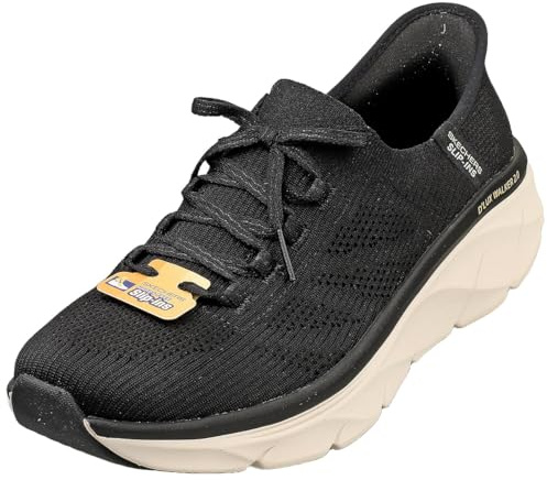 Skechers D'lux Walker 2.0 Thrill Movement - Tenis para Mujer, Borde de Punto Negro y marrón, 38.5 EU