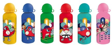 FUN HOUSE JEUX OLYMPIQUES PARIS 2024 GOURDE JO ALUMINIUM 500 ML Ø 6.5 X H.21CM - LIVRAISON ALEATOIRE : ROUGE, VERT, ROSE, BLEU, JAUNE OU TURQUOISE