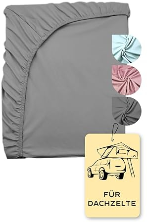 Adventure Xperience Dachzelt Zubehör Spannbettlaken 240x140 kuscheliges Mikrofaser Spannbetttuch, Dachzelt Betttuch, Bettlaken für Dachzelte 220-240 Überlänge, 140 * 240 grau