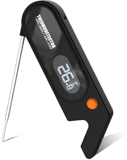 Pitasha Termometro digitale da cucina con sonda lunga e pieghevole, lettura digitale con ℉/℃ e pulsante di blocco e impermeabile per BBQ Pasticceria Bistecca Olio Latte Vino