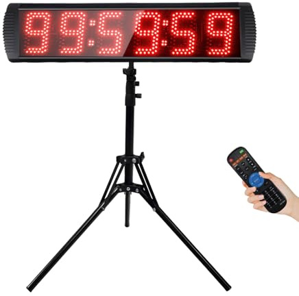 YZ Timer Sport, Chronomètre avec TéLéCommande, Compte à Rebours, Luminosité RéGlable ChronomèTre Sport avec Trépied, Horloge Murale Numerique 5'' Chiffre LED, Minuteur Fitness pour Home Gym Garage