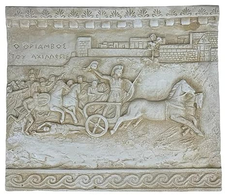 Relief Triumph of Achilles Hector Body Cast Stone Greek Sculpture Wall Deco
