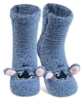 United Labels Disney Lilo & Stitch Cuddly Socks for Women, Blue, One Size 38-43, Fluffy Stopper Socks with Sherpa Lining, Warm Socks, Hut Socks