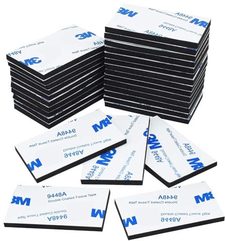 fKiZanthene Heavy Duty Double Sided Tape 50 Pads | 3mm Thick Weatherproof Adhesive for Walls & Outdoor Use | 50mm x 30mm Sticky Pads